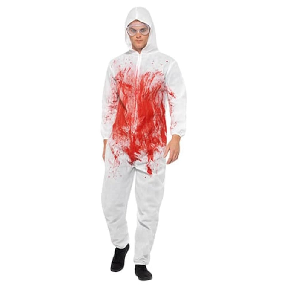 image 1 of Bloody Forensic Overalls Fancy Dress Costume Unisex Adult Large | Multi | L