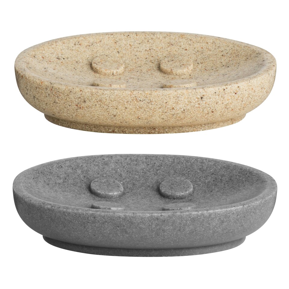 image 1 of Interiors by Premier Curved Grey Soap Dish, Water Resistant Soap Tray, Compact Bathroom Soap Holder, Polyresin Draining Soap Dish