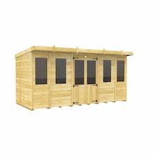 14ft x 6ft Pent Summer House - Wood - L178 x W417 x H201 cm Brown