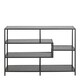 image 2 of Seaford Wide Black Metal Bookcase with 4 Black Oak Shelves