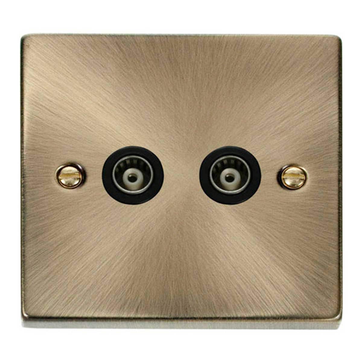SE HOME Antique Brass Twin Isolated Coaxial Socket Brown Antique Brass