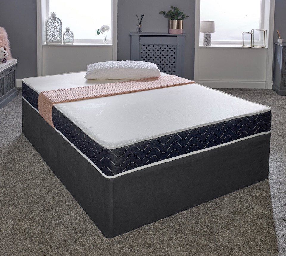 image 1 of Mars Black Border Hybrid Mattress - 17cm Deep, Medium-Soft Feel | Black | European King Size