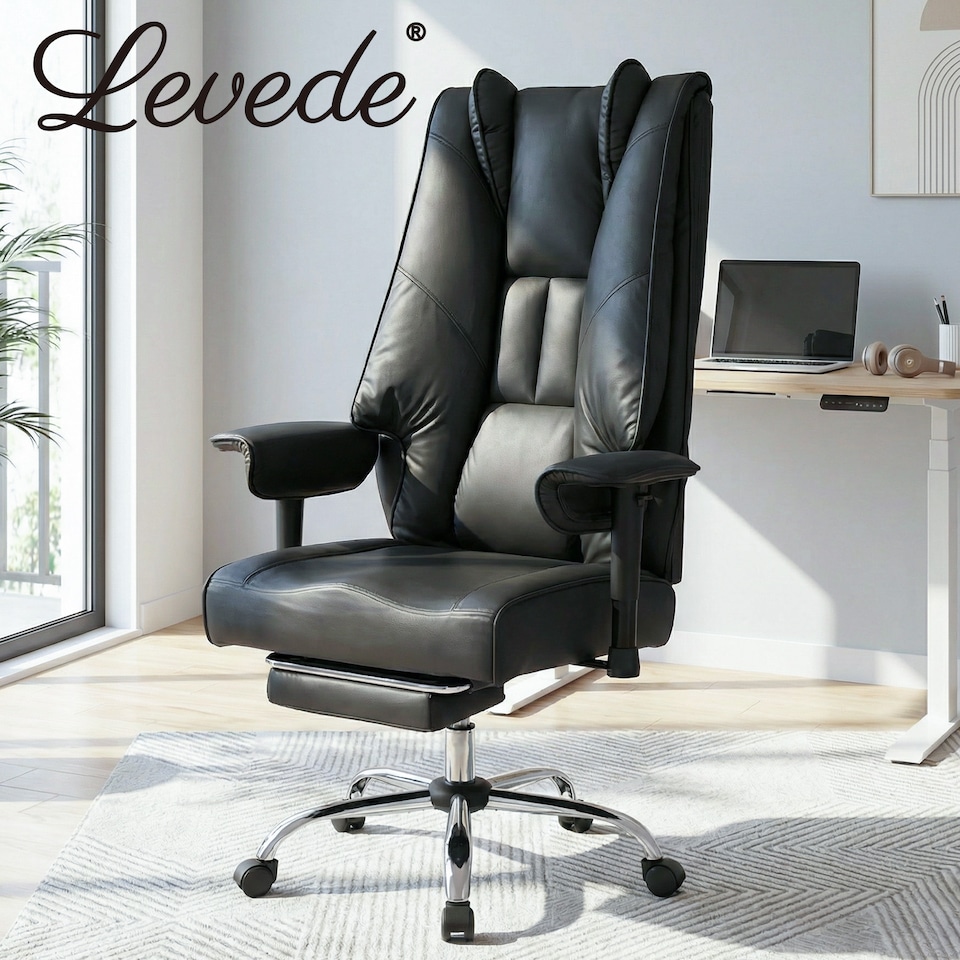 image 1 of Levede Office Chair Big Tall High Back Heavy Duty PU Recliner Executive Chair