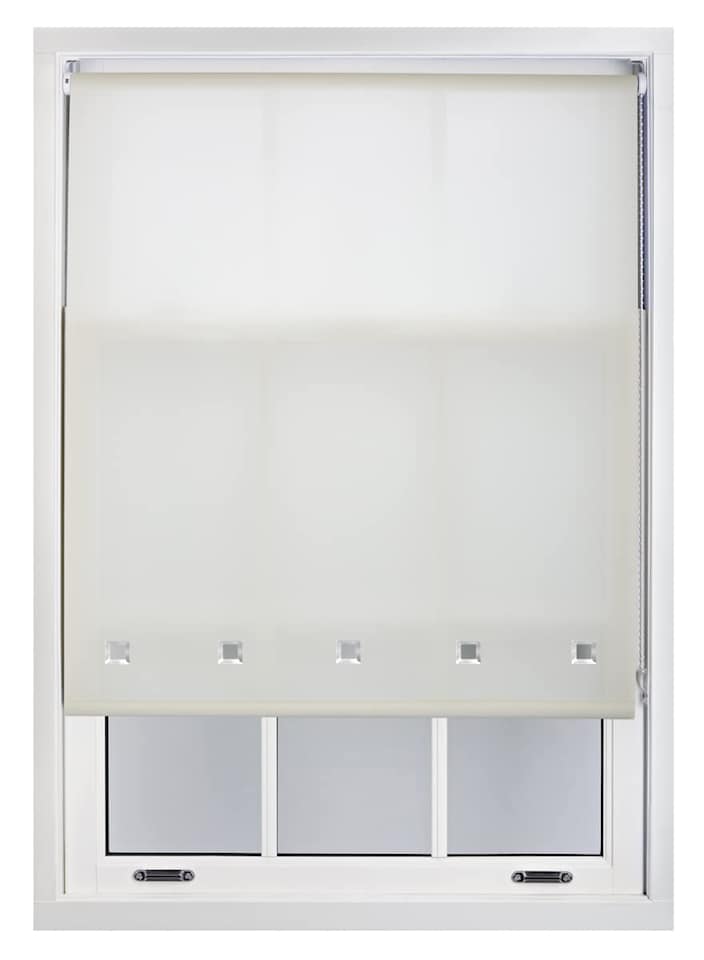 image 1 of FURNISHED Roller Blinds Daylight Square Eyelet Light Filtering Easy Fit Trimmable Window Shade | Cream | Cream