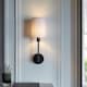 image 4 of Sancerre Wall Lamp with Shade Matt Black, Vintage White Fabric, 1x E14