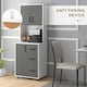 image 7 of HOMCOM Modern Kitchen Cupboard with Storage Cabinets, 3 Drawers and Open Countertop for Living Room, Grey