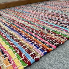 KADAM Geometric Rainbow Rug Stitch Reversible - L60 x W210 - Multicolour Multi