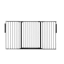 Safetots Premium Extra Tall Room Divider, up to 174cm Wide, Black, 105cm Tall, Multi Panel Flexible Room Barrier, Room Divider with Door for Baby Black