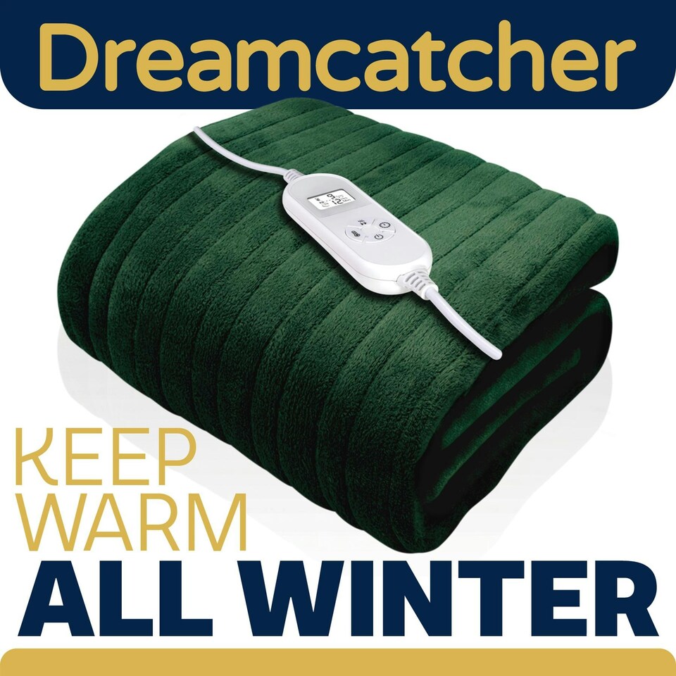 image 1 of Dreamcatcher Deluxe XL Electric Throw Heated Double Over Blanket Fleece - Green | Green | Green | One Size | 1