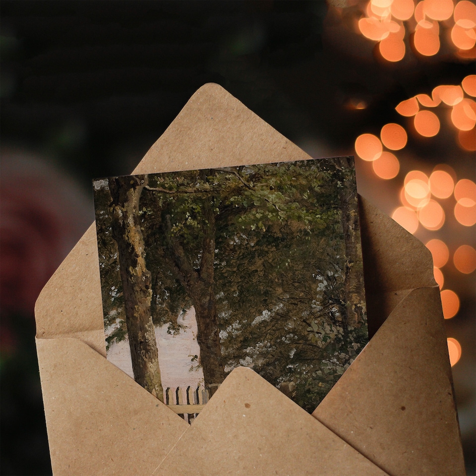 image 1 of Christen Kobke Art Card Sailboat and the Garden Gate