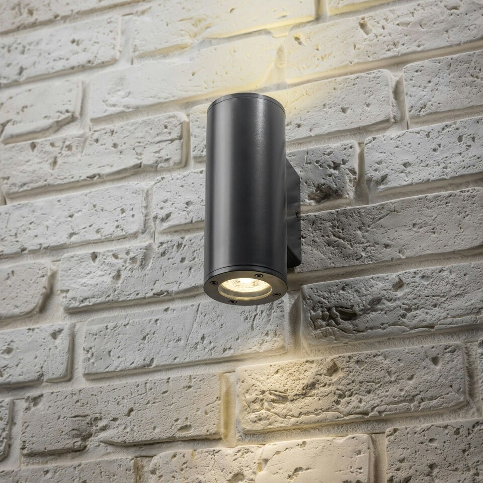image 1 of CGC SHERRI Dark Grey Cylinder Up and Down Outdoor Wall Light Grey