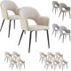 image 10 of Dining Chair Sasha- padded armchair in velvet look, continuous backrest - Set of 4 Grey | Light Grey