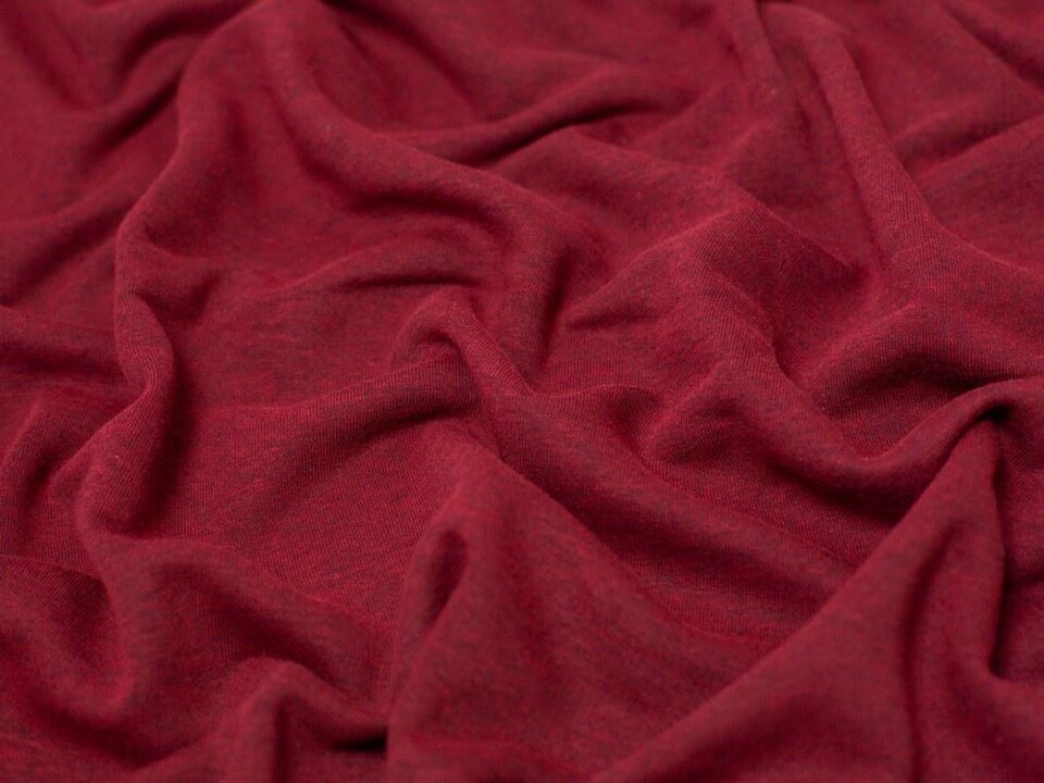 Minerva Core Range Wine Melange Polycotton Fleece Back Sweatshirt Stretch Knit Fabric for Dressmaking, 150cm / 59" Wide - per metre