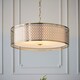 image 2 of Cordero Single Pendant Ceiling Lamp, Gold Effect Plate, White Fabric, Frosted Glass