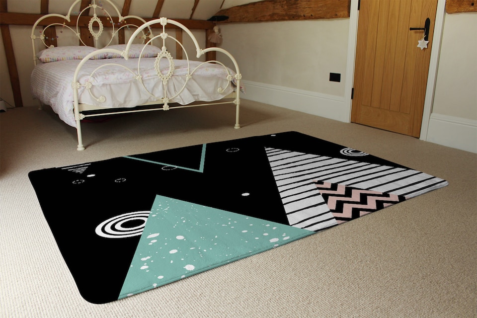 image 1 of Triangles Circles & Zig Zag Patterns Rug | Multi