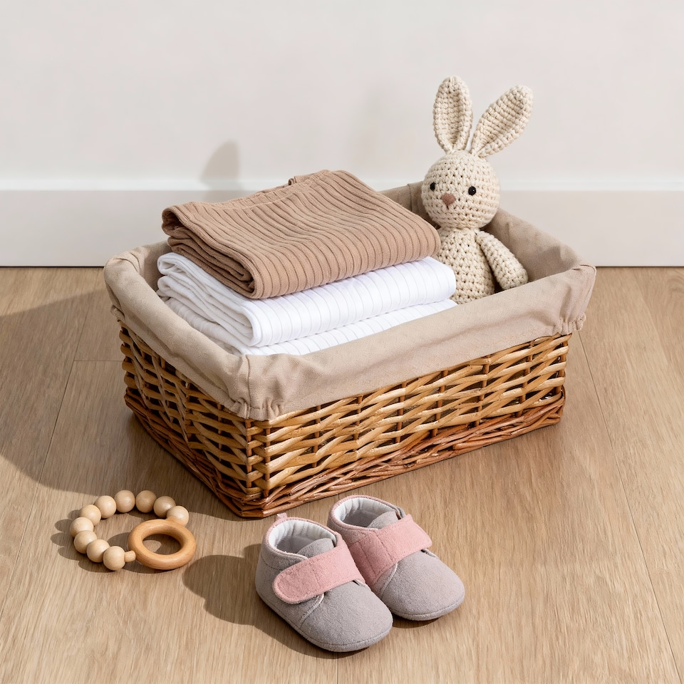 image 1 of Wickerfield Rectangular Wicker Storage Basket with Fabric Lining for Home Storage, Shelves & Gift Hampers