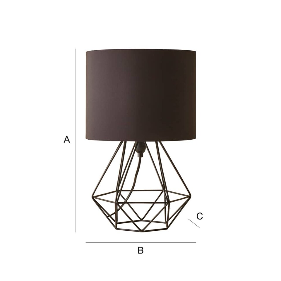 image 1 of ValueLights Modern Black Metal Basket Cage Bed Side Table Lamp With Black Fabric Shade