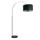image 3 of ValueLights Louis Black Arched Floor Lamp with Black Drum Metallic Chrome Inner Shade & Bulb | Black