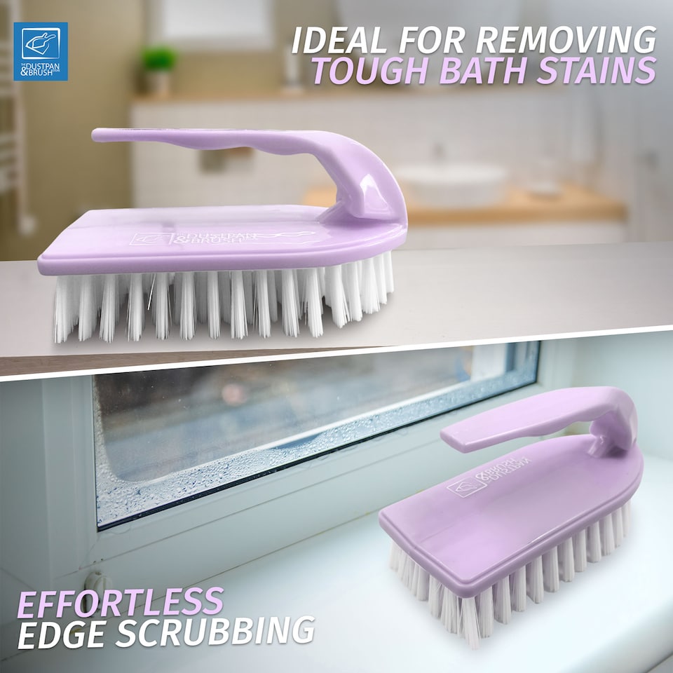 image 1 of Iron Shaped Scrubbing Brush Heavy Duty Stiff Bristle Hand Brush | Multi | Lilac | One Size