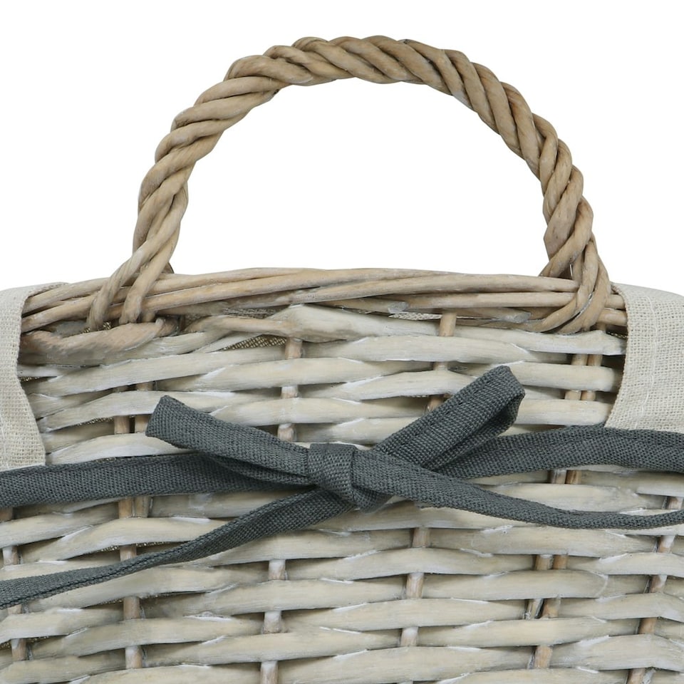 image 1 of JVL Arianna Round Willow Storage Baskets, Grey Wash Grey