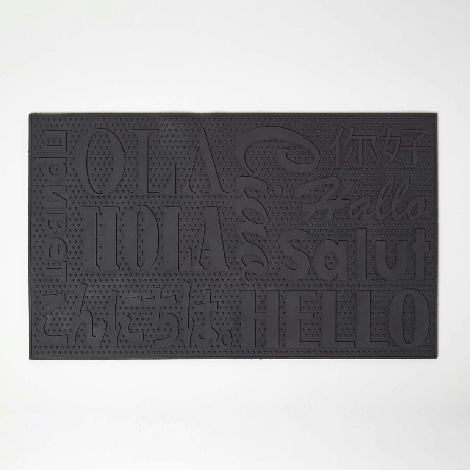 Homescapes - Black Pvc Welcome Door Mat