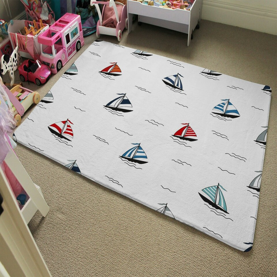 image 1 of Red & Blue Sailboats (Rug) Multi | Small: 60x110cm