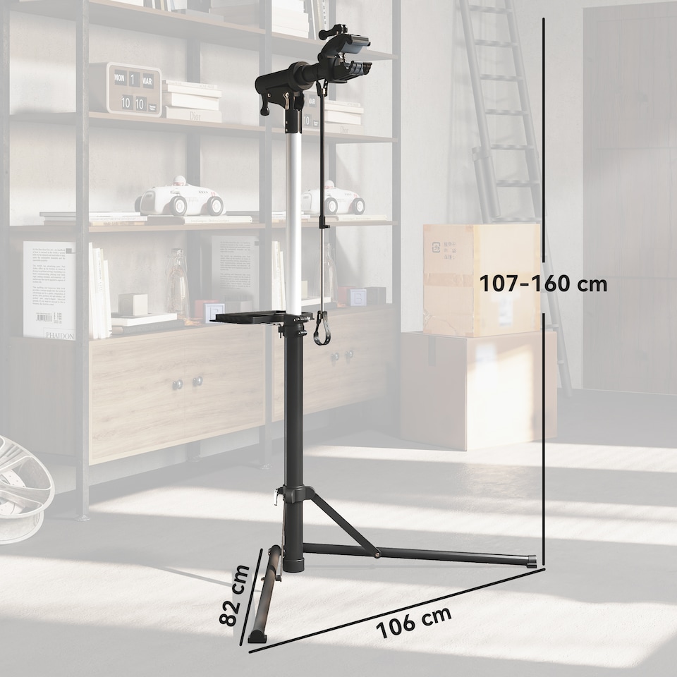 image 1 of HOMCOM Bike Repair Stand, Heavy Duty Bike Stand for Maintenance, Height Adjustable, Foldable
