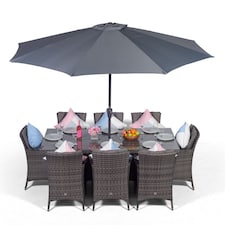 Savannah Rectangular 8 Seater Rattan Patio Dining Set | Grey | Grey
