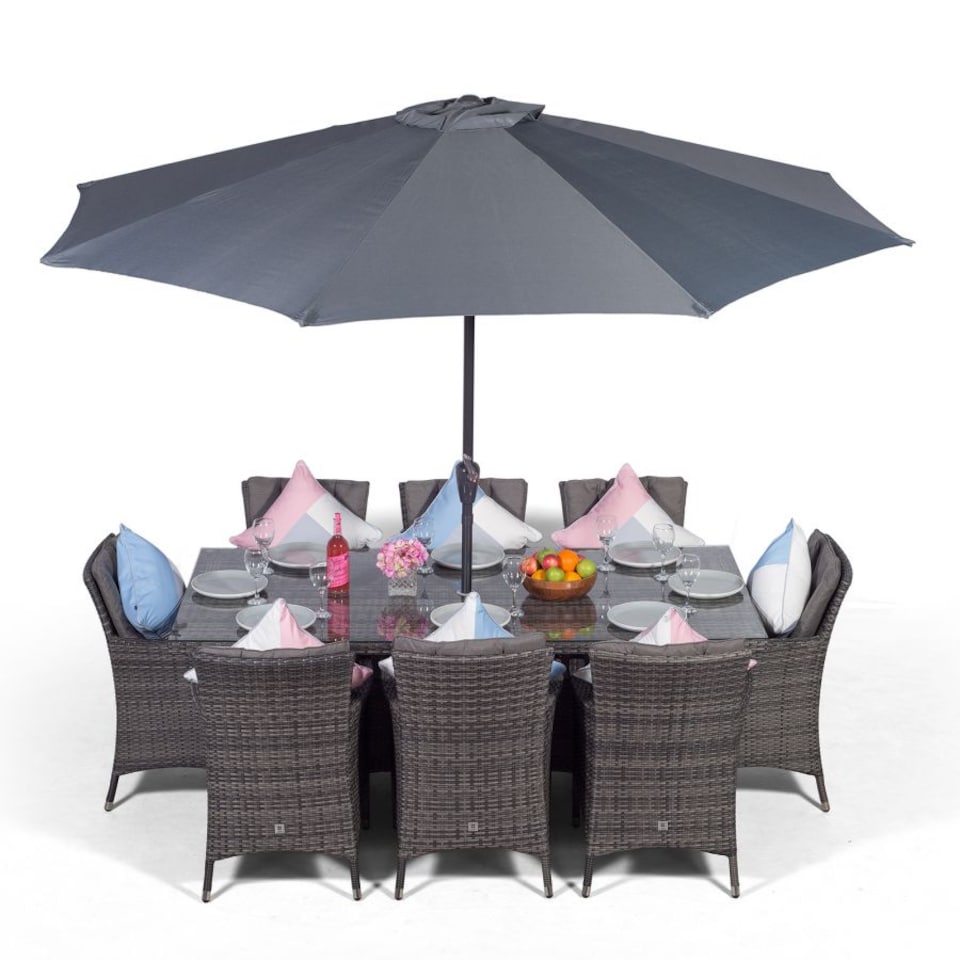 image 1 of Savannah Rectangular 8 Seater Rattan Patio Dining Set | Grey | Grey