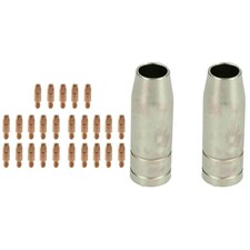 2 shroud & 25 x 0.8mm Round Contact Tips MIG Welding Binzel Style MB15 Torch