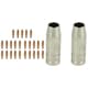 image 1 of 2 shroud & 25 x 0.8mm Round Contact Tips MIG Welding Binzel Style MB15 Torch