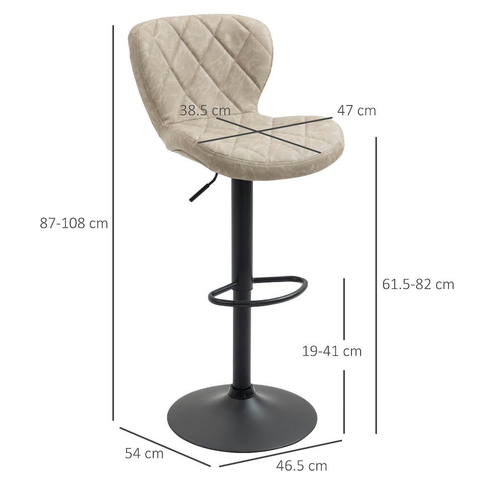 image 1 of HOMCOM Adjustable Height Bar Stools Set of 2, Swivel Barstools Light Khaki