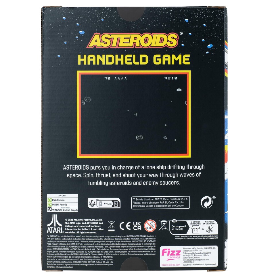 image 1 of Asteroids Colour Handheld Arcade Game with 2.5" Colour Screen