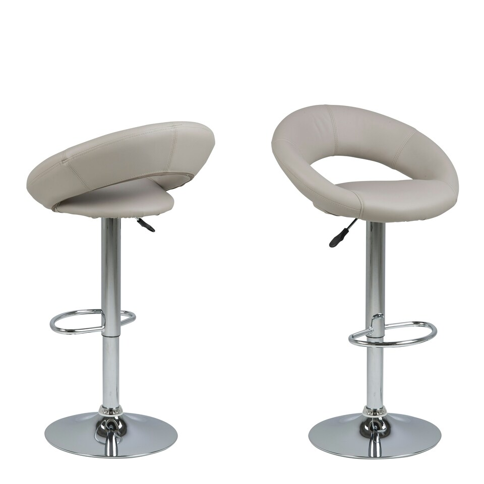 image 1 of Plump Light Grey Swivel Bar Stool with Open Back