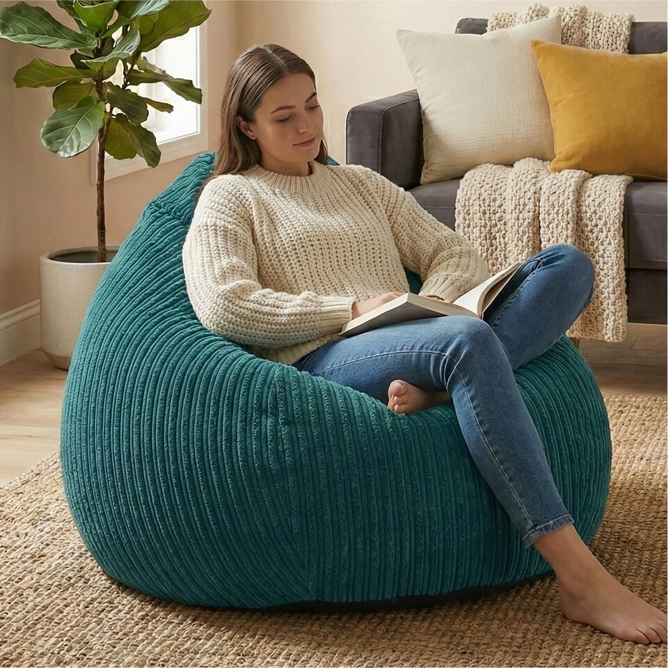 image 1 of rucomfy Jumbo Cord Slouchbag - Indoor Classic Bean Bag for Adults