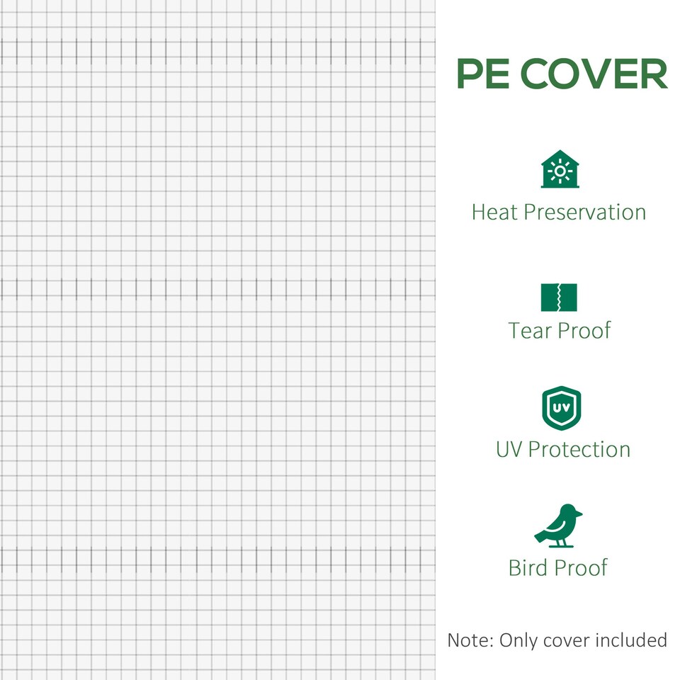 image 1 of Outsunny 3 x 2 x 2m Replacement Greenhouse Cover w/ Windows, White