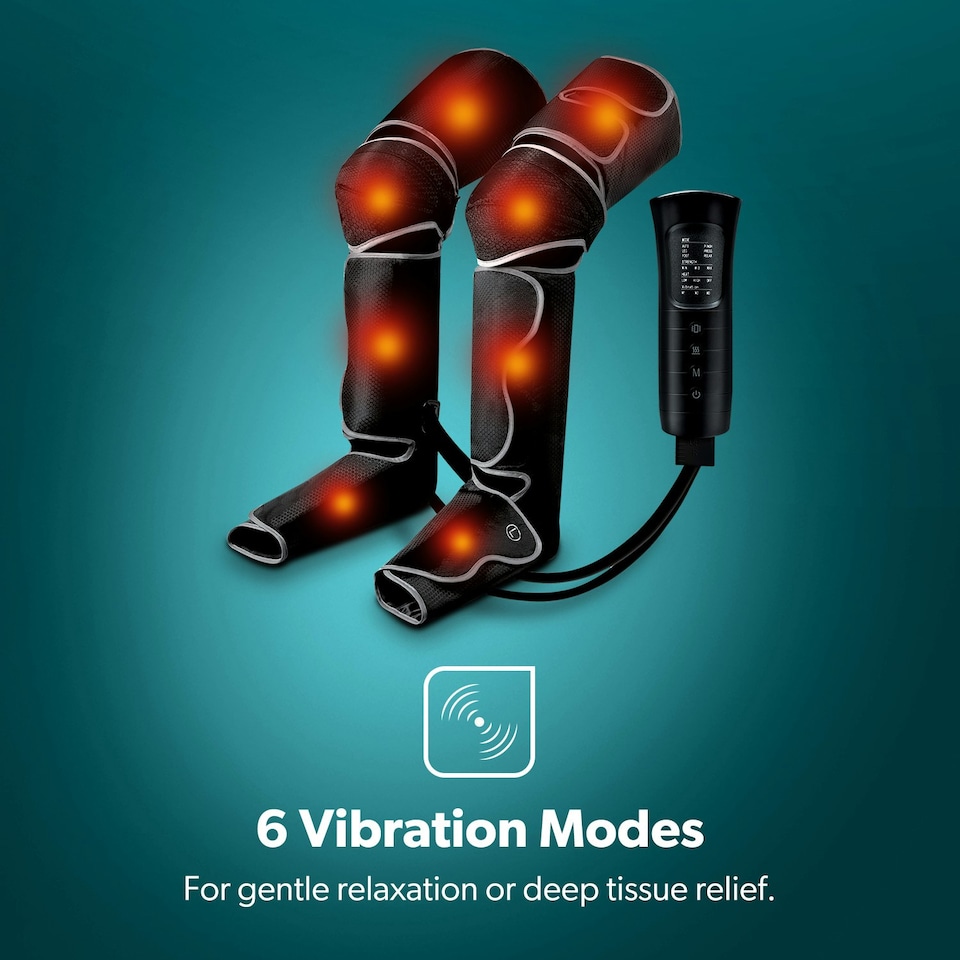 image 1 of GEEPAS 3-in-1 Foot Calf Thigh Massager with Hand-held Controller, Black