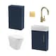image 1 of Power Cloakroom Bundle - Left Wall Hung Vanity Unit, Concealed Cistern WC Unit, Toilet & Tap, 440mm - Blue/Brass - Balterley Grey