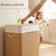 image 5 of HOMCOM 100L Laundry Basket with Lid, Washing Basket for Bathroom, Brown | Brown | Cream White