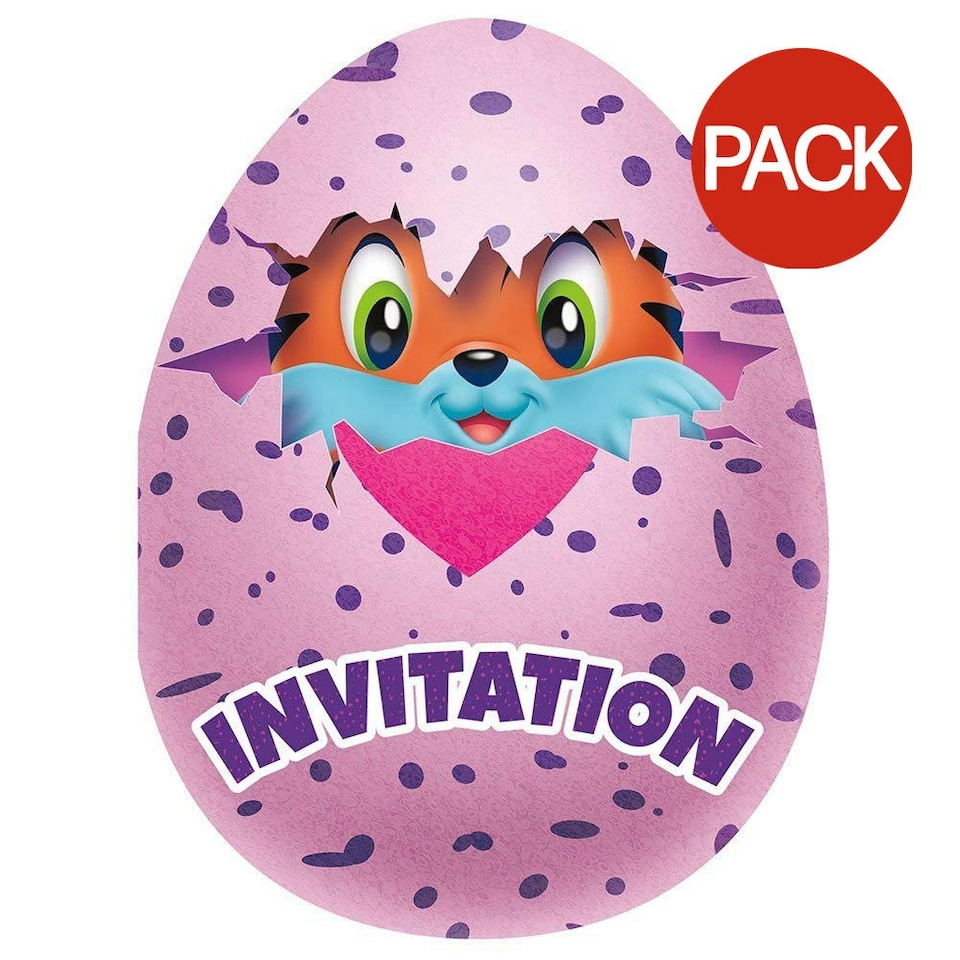 Hatchimals Character Party Invitations (Pack of 8) - Purple - One Size White | One Size