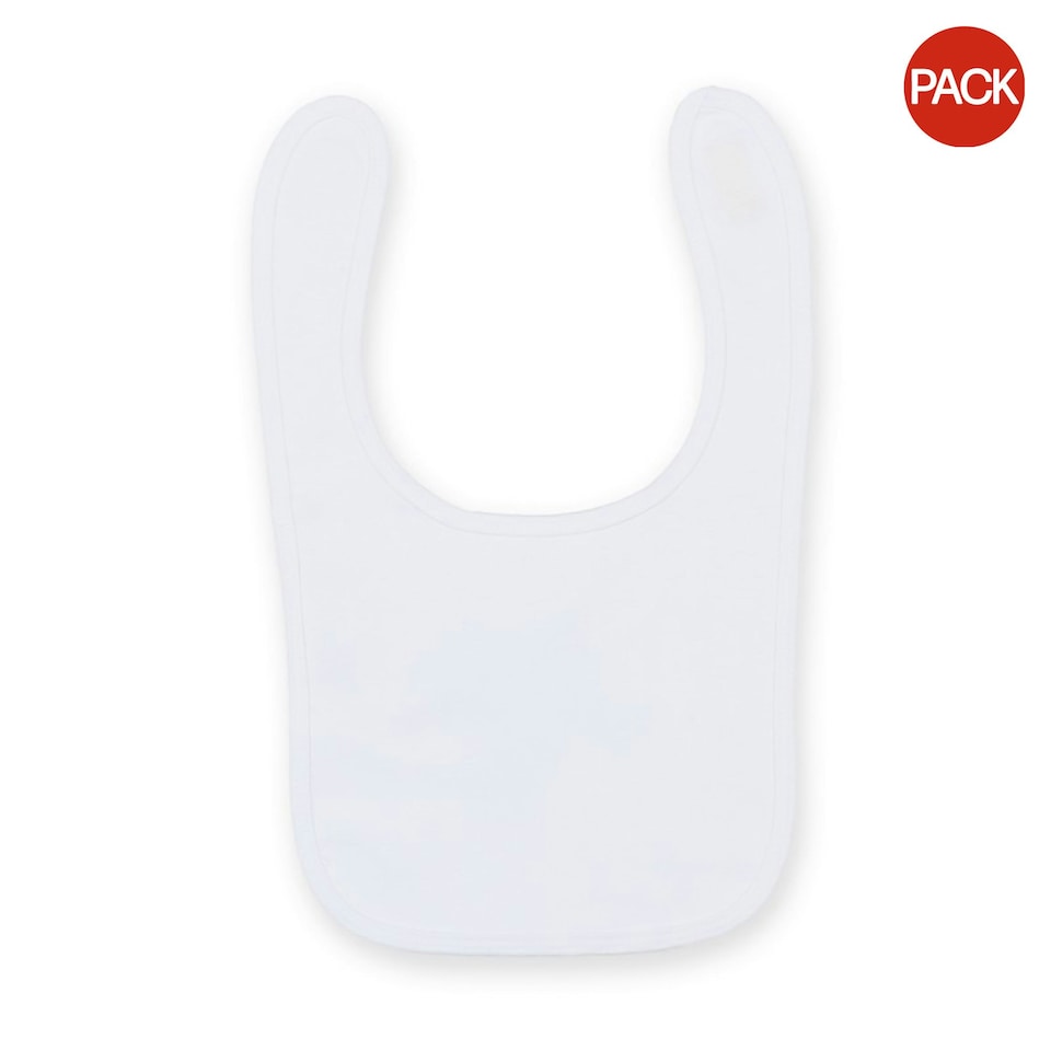 Larkwood Baby Unisex Plain & Contrast Bib (Pack of 2) - White - One Size