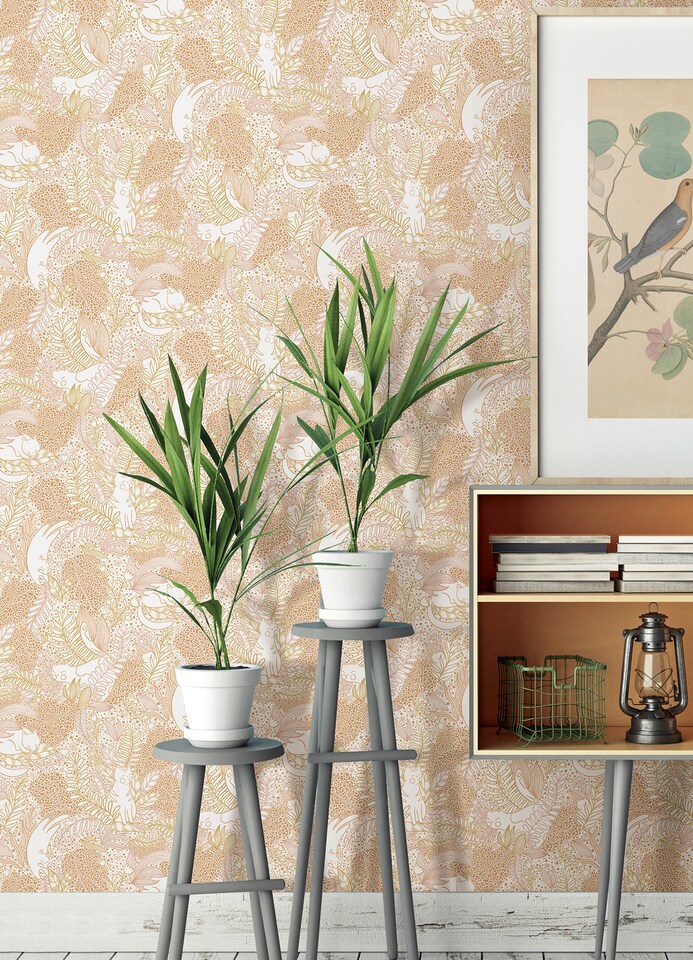 image 1 of NuWallpaper NUS4541 Botanical Gato Garden Novelty Peel & Stick Wallpaper, Terracotta