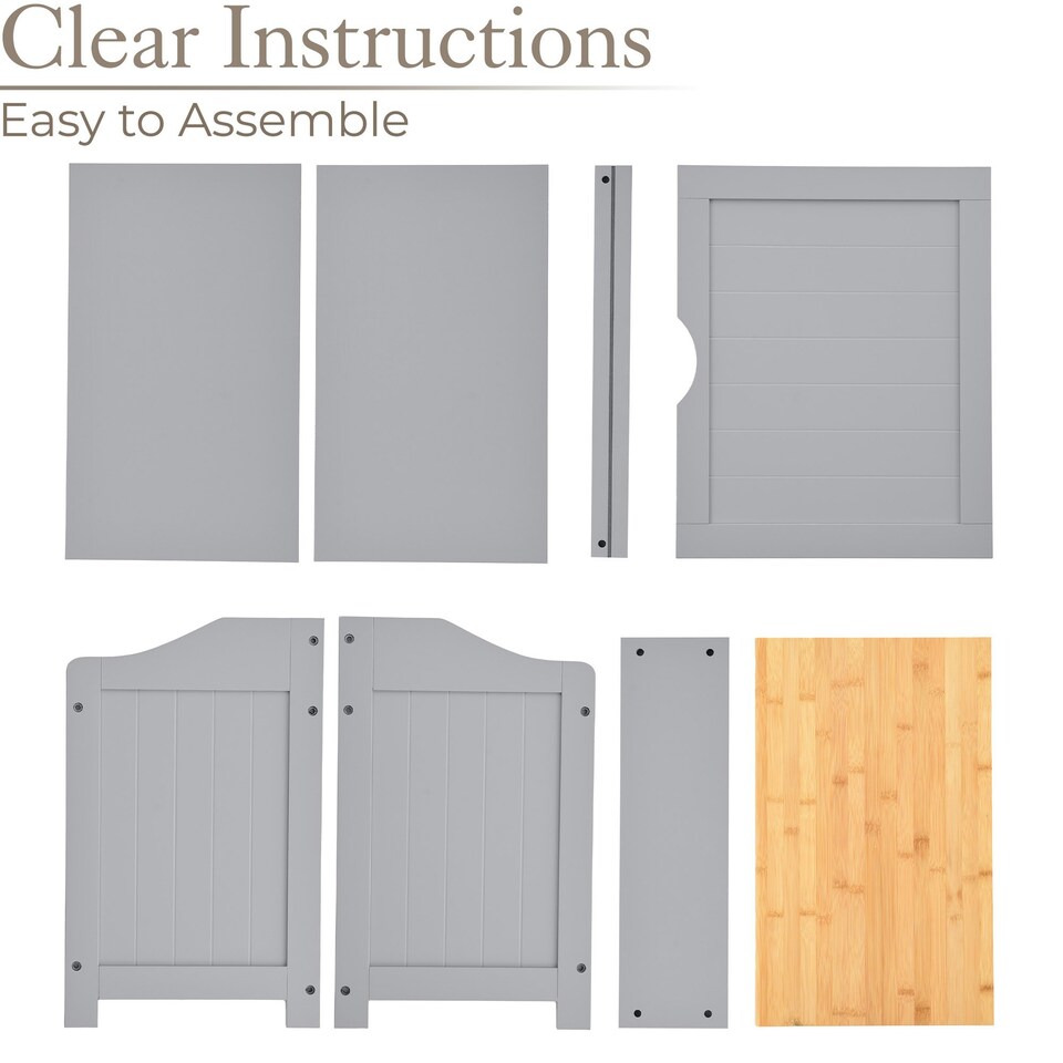 image 1 of Christow Wooden Laundry Box Bin Grey Bamboo Bathroom Storage Basket Linen Chest