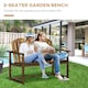 image 4 of Outsunny Wooden Bench for Two People, Patio Loveseat Chair w/ Slatted Backrest