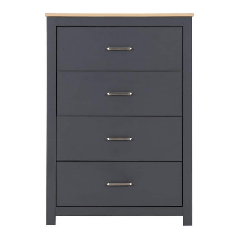 image 1 of Portland 4 Drawer Chest - L40 x W80 x H114 cm - Grey/Oak Effect