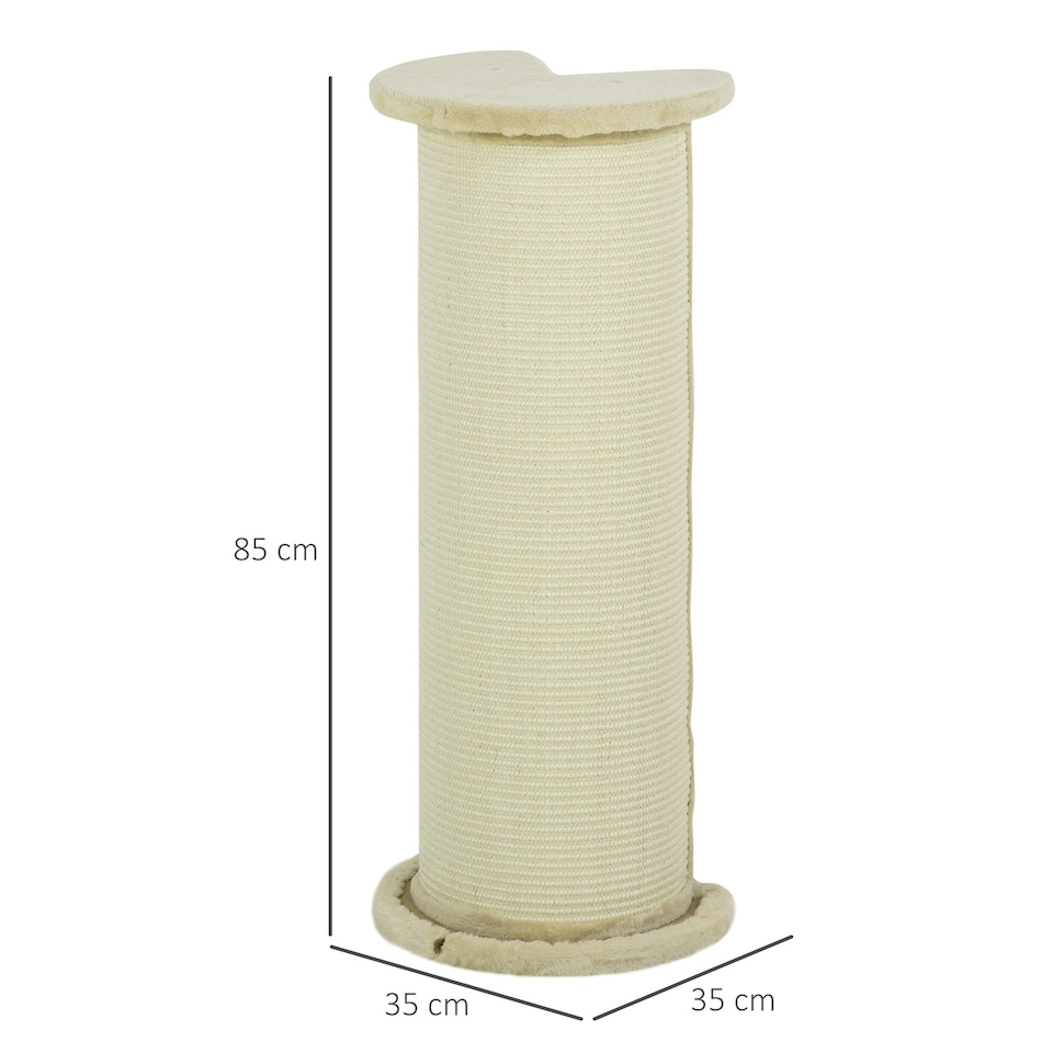 image 1 of PawHut Cat Scratching Post with Sisal Rope Soft Plush Anti-Tip, 85cm, Beige