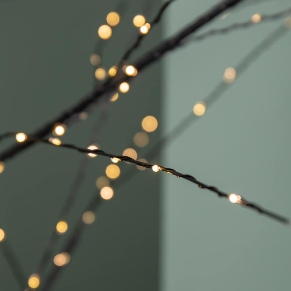 image 1 of 4ft (1.2m) Tall Light up Black Micro Dot Christmas Tree with 400 Warm White LEDs and Remote Control