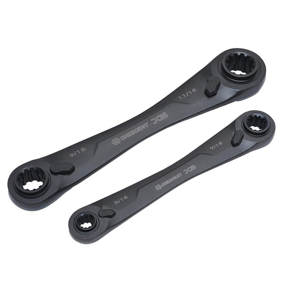 image 1 of Crescent X6 Ratcheting Spanner Set, 2 Piece | Multi | Multi Colour | One Size | 1