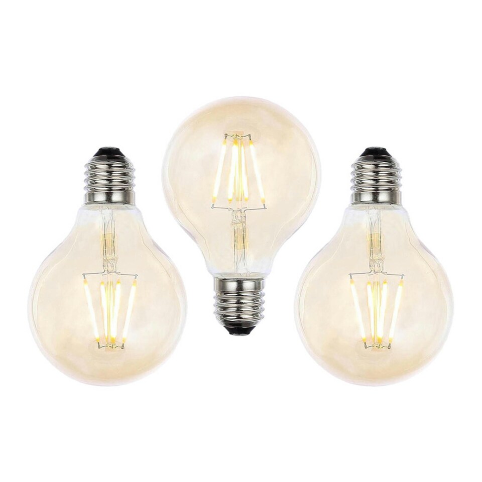 image 1 of BHS 3 Pack of 4 Watt LED ES E27 Vintage Filament Globe Bulb, Tinted