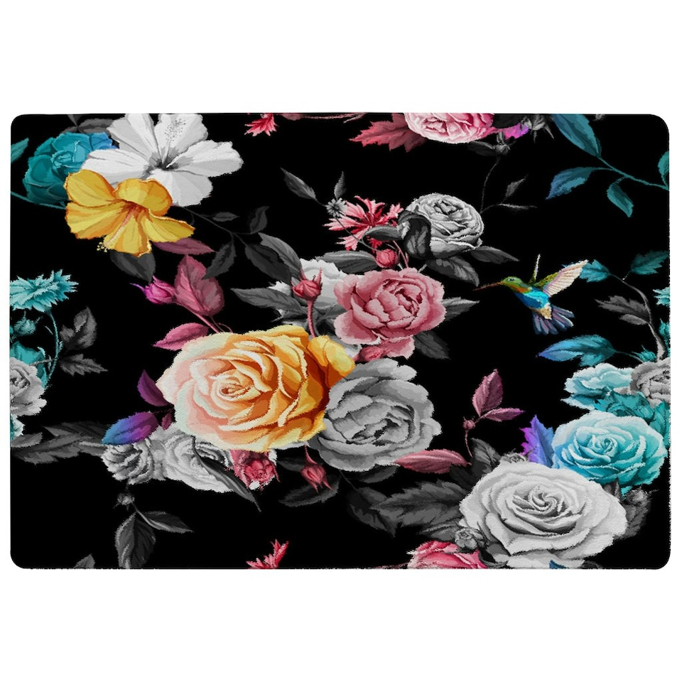image 1 of Humming bird, Roses, Peony with leaves (Rug) Multi | XL: 160x230cm